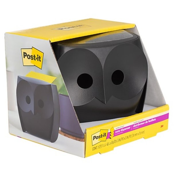 3M Post-it Z-Notes Dispenser Ugle Sort med Super Sticky Z-Notes